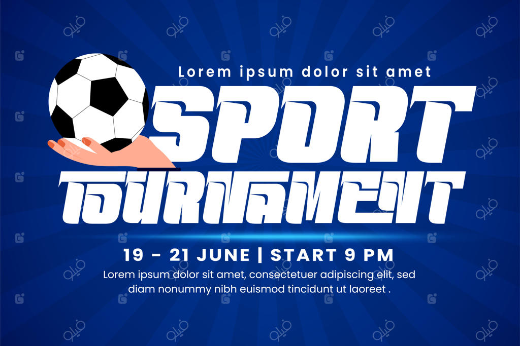 قالب طراحی زمینه برای رویداد ورزشی تورنمنت فوتبال با قابلیت ویرایش آسان
