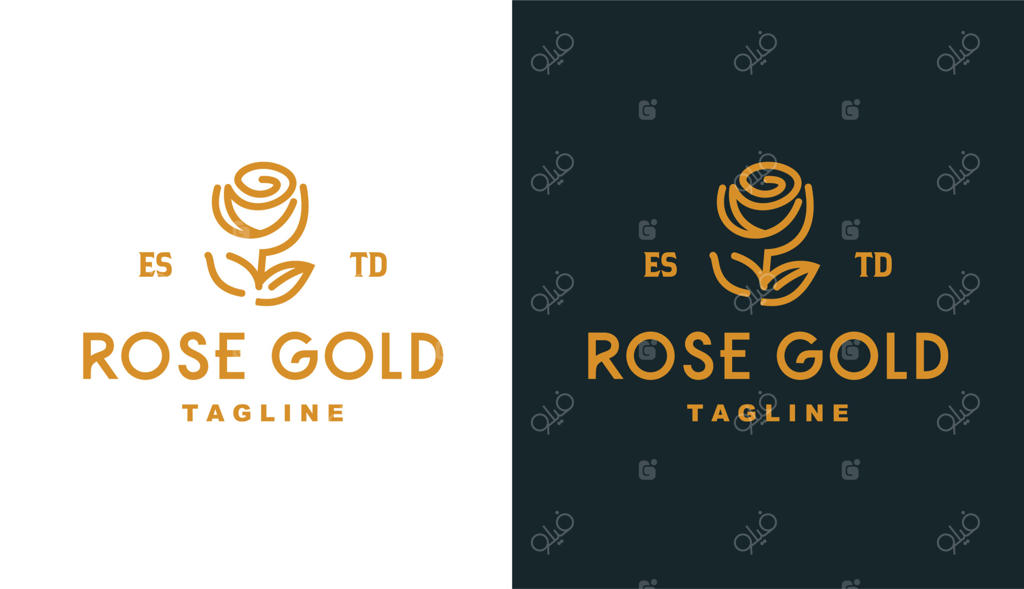 لوگو ساده و تک رنگ رزگلد برای برند و شرکت