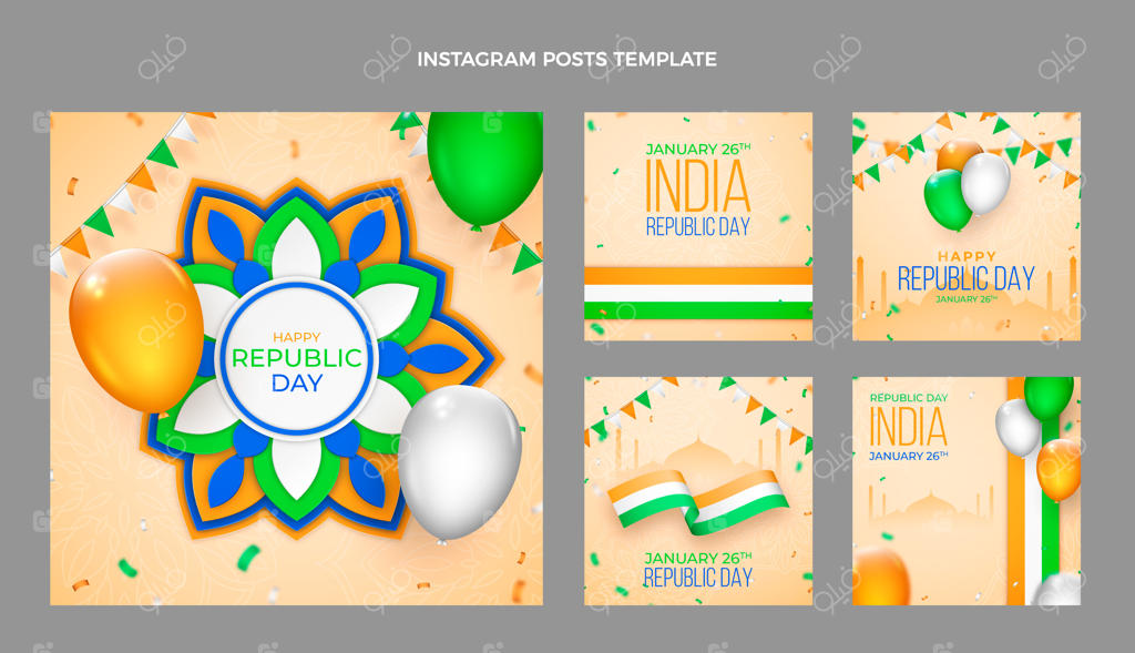 مجموعه پست‌های اینستاگرام روز جمهوری با طراحی گرادیان