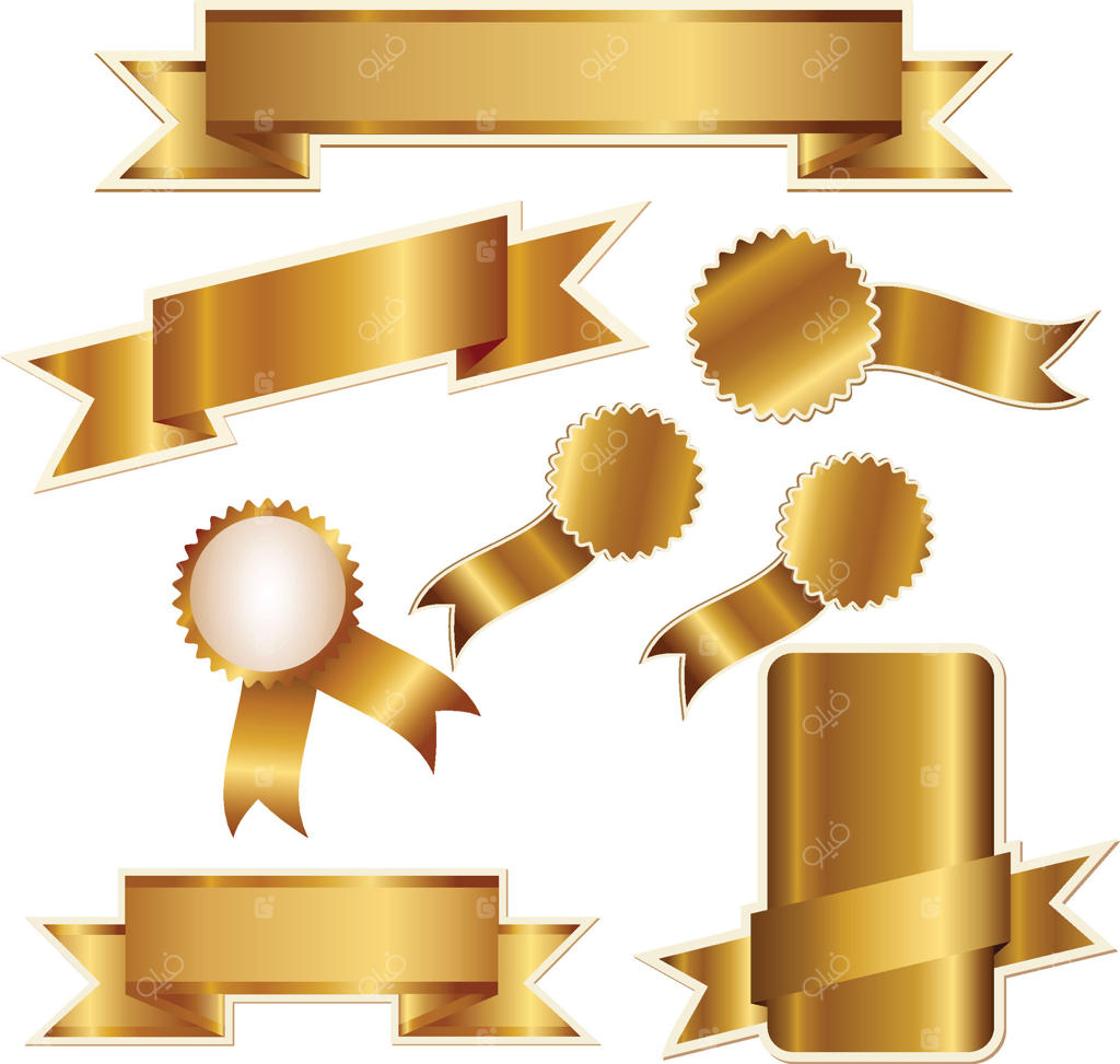 مجموعه قالب طراحی روبان‌ها، بنرها و پاپیون‌های زیبا.