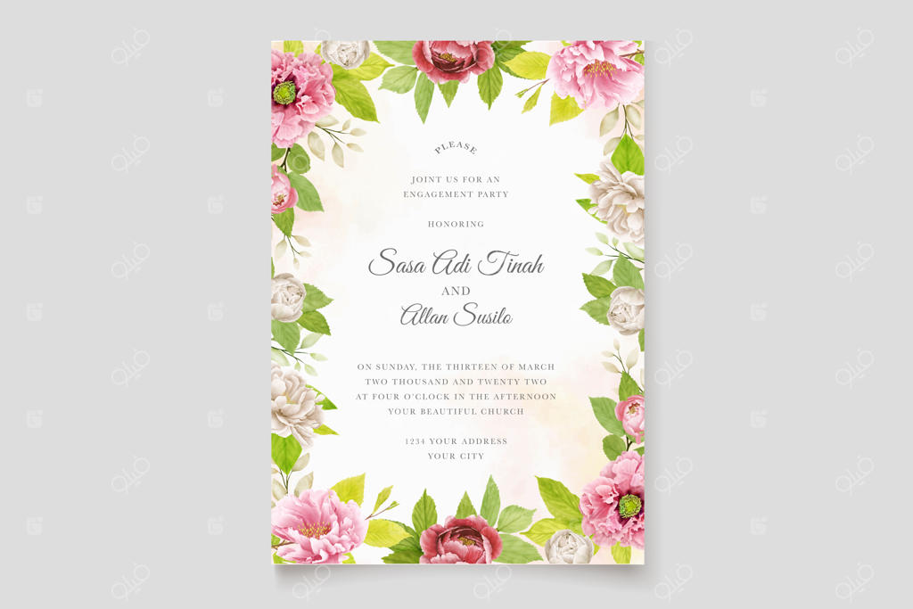 طراحی پس‌زمینه قاب و حاشیه زیبا با گل صدتومانی