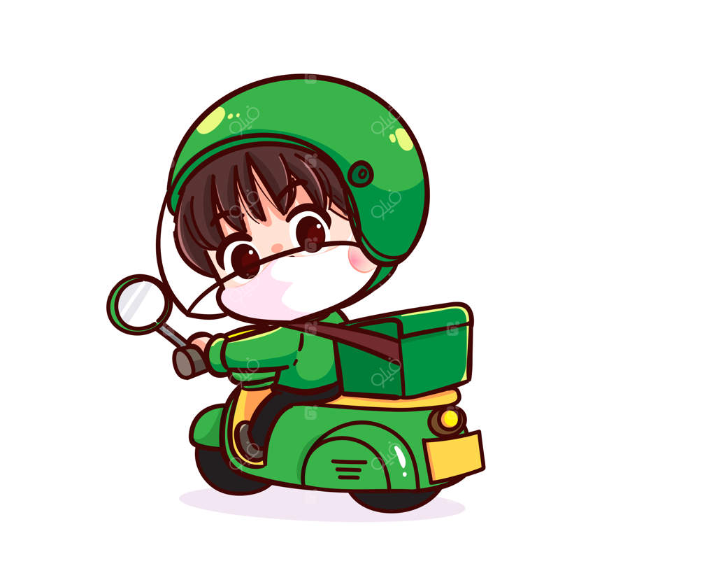 تصویر هنری کارتونی پیک موتوری بامزه