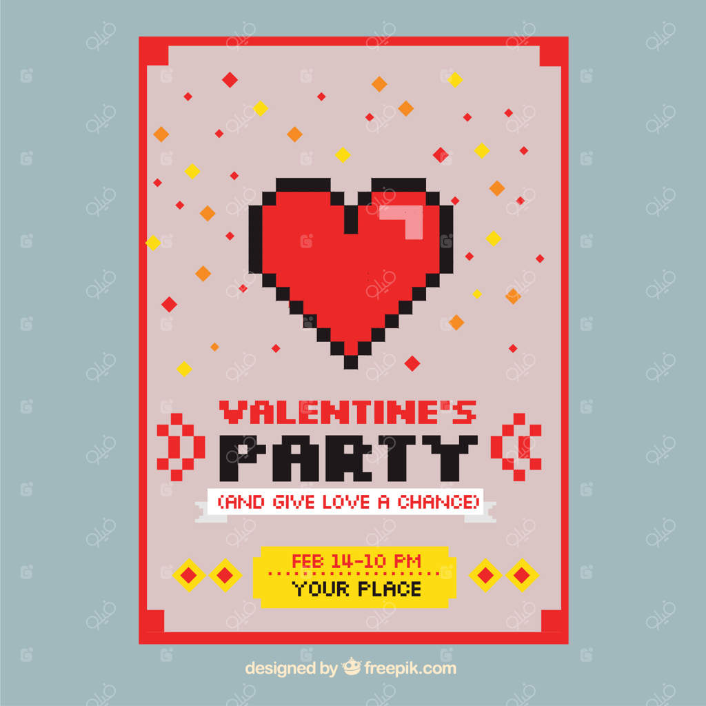 کارت روز ولنتاین به سبک پیکسل آرت