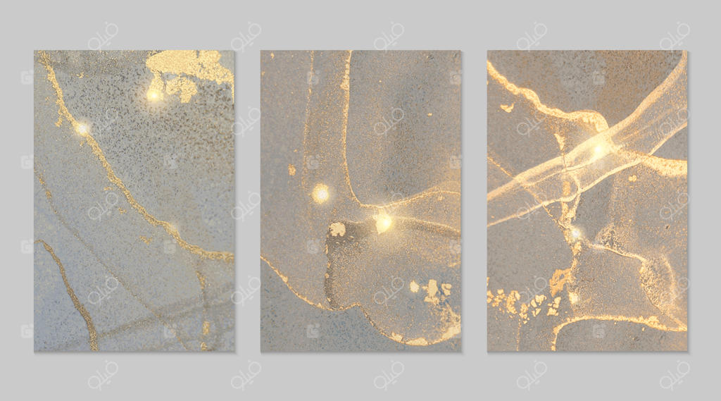 بافت‌های انتزاعی مرمر به رنگ‌های خاکستری، آبی و طلایی