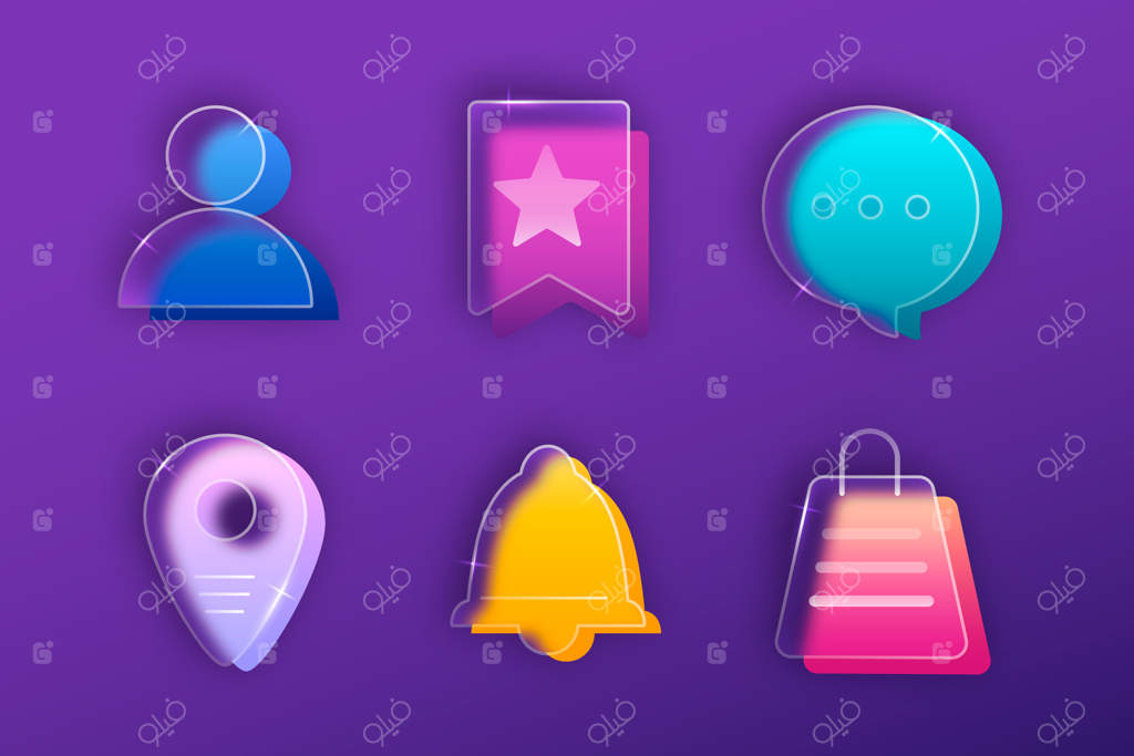 مجموعه آیکون با افکت شفافیت واقعی