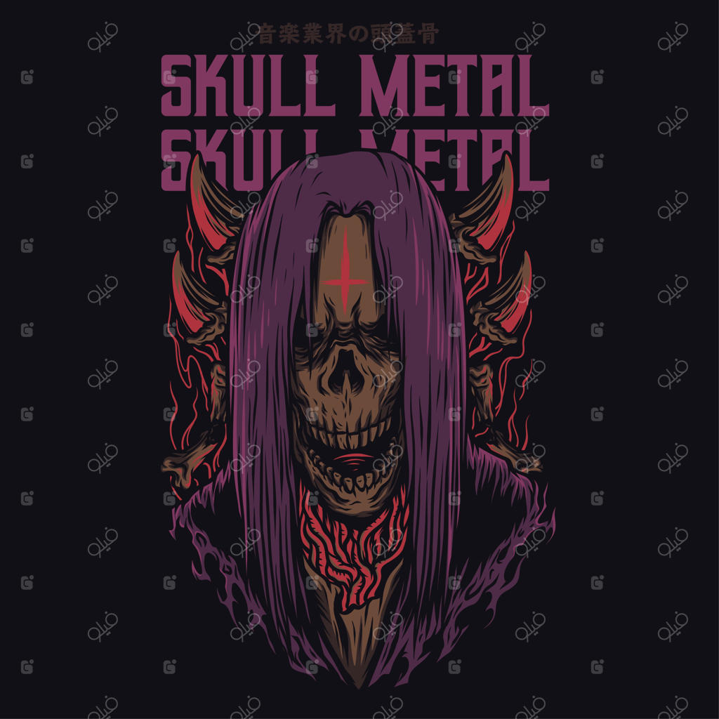 تصویر کاریکاتوری خنده‌دار جمجمه فلزی