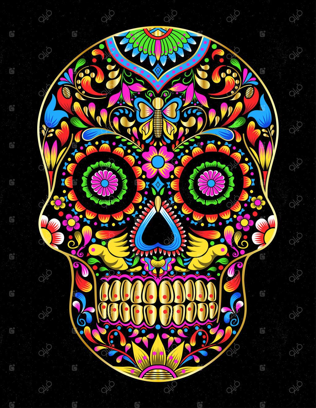 تزئین جمجمه مکزیکی رنگارنگ