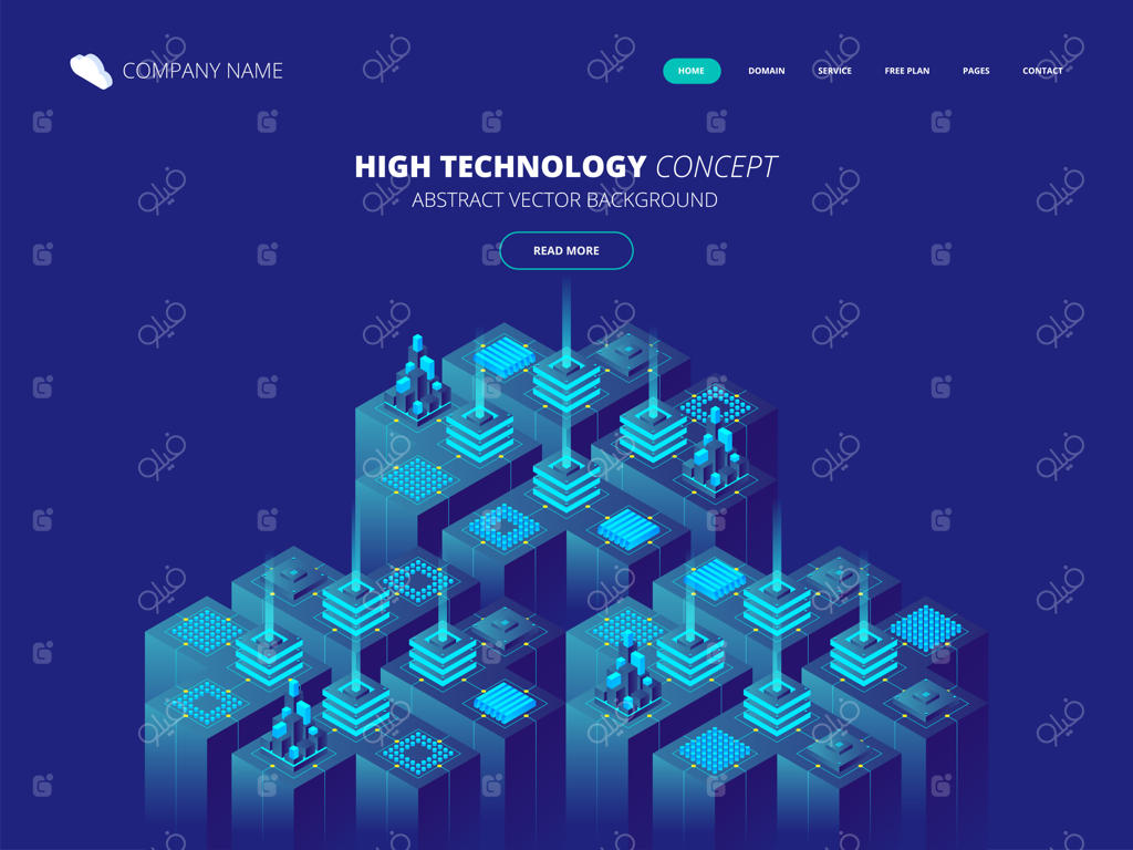 اتاق سرور ایزومتریک و مفهوم پردازش داده‌های کلان، دیتاسنتر و آیکون پایگاه داده، فناوری اطلاعات دیجیتال. پس‌زمینه انتزاعی