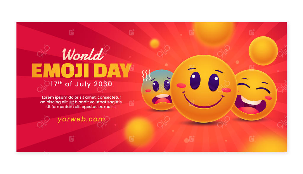 قالب بنر افقی برای جشن روز جهانی ایموجی