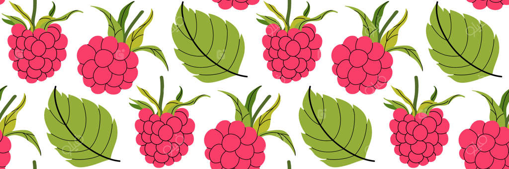 پترن یکپارچه تمشک صورتی و برگ‌ها: پس‌زمینه‌ای با طراوت تابستانی. مناسب برای طراحی بسته‌بندی، پارچه، کارت و آشپزخانه. иллюстрация به صورت تخت.