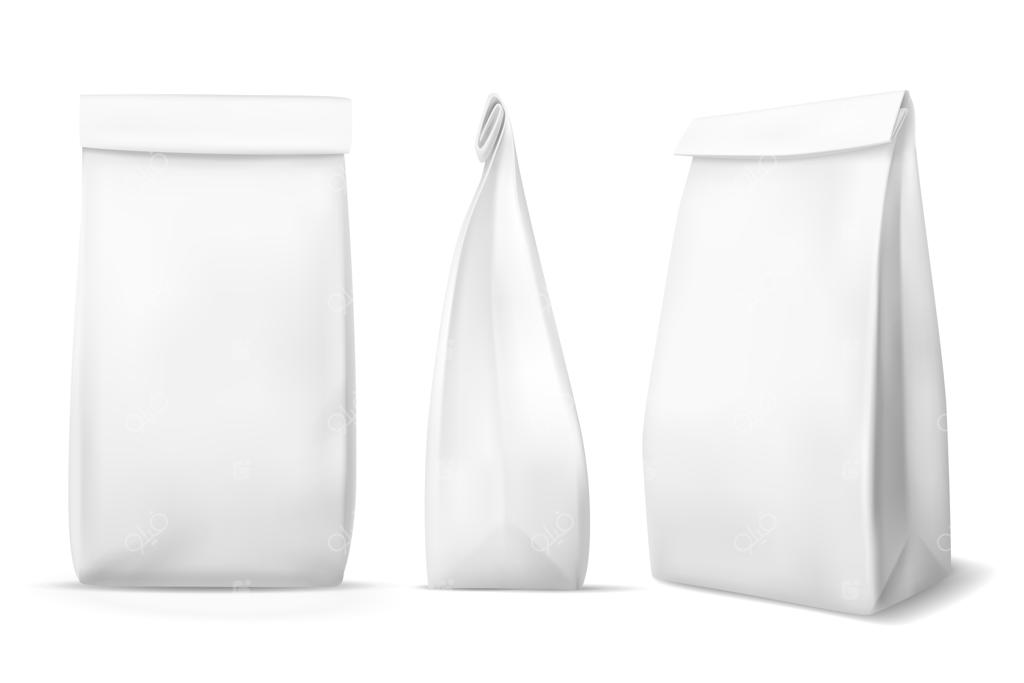 کیسه کاغذی سفید برای مواد غذایی.