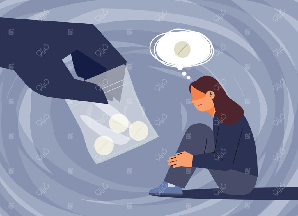 زنی افسرده نشسته و به مواد مخدر فکر می‌کند. او مواد مخدرش را به دست وسوسه انگیزش پیشنهاد می‌کند.