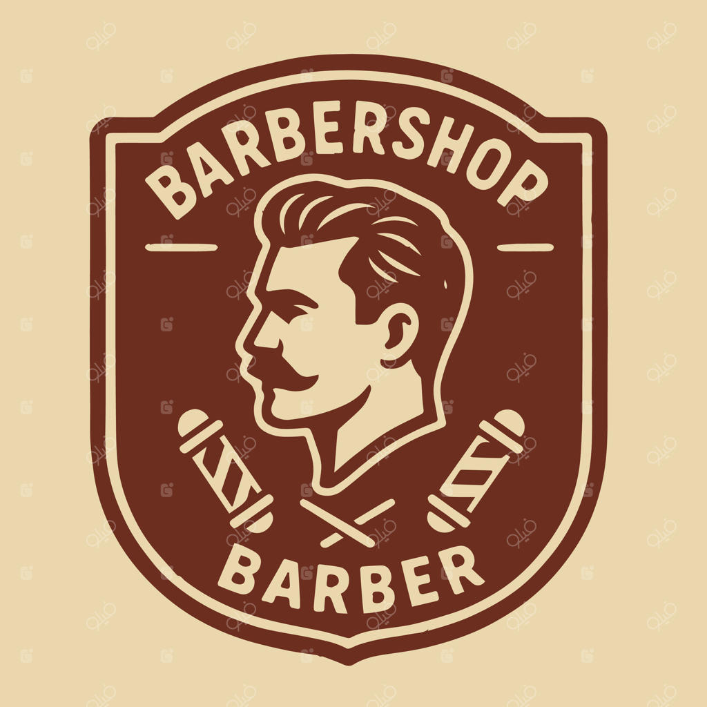 لوگوی کلاسیک سلمانی با طرح آقای شیک و ستون‌های سنتی