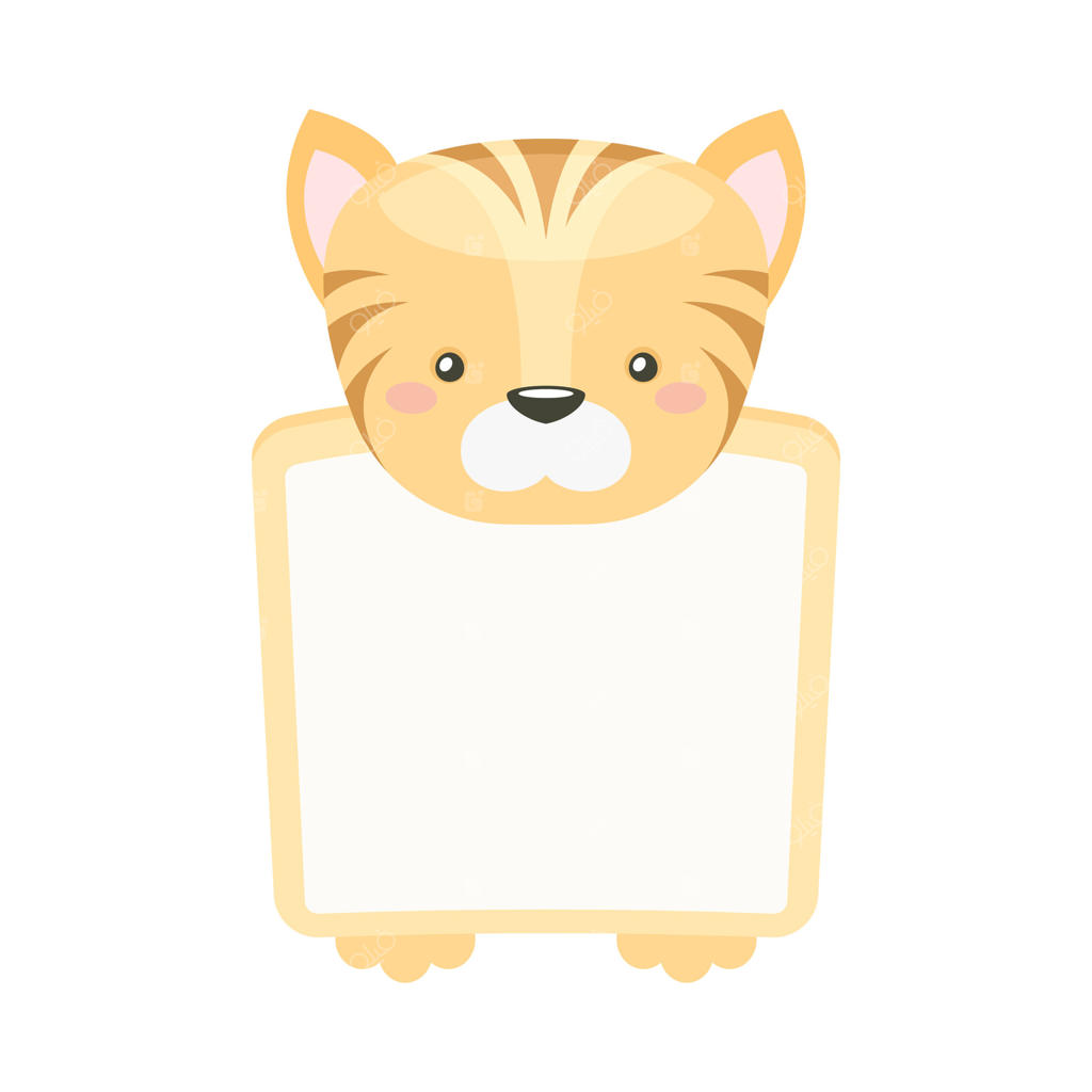 قاب تزئین شده با سر بچه ببر: آلبوم عکس، صفحه دفتر یادداشت، یادداشت‌ها، خاطرات و برچسب‌هایی با تصویر کارتونی حیوانات بامزه و دوست‌داشتنی