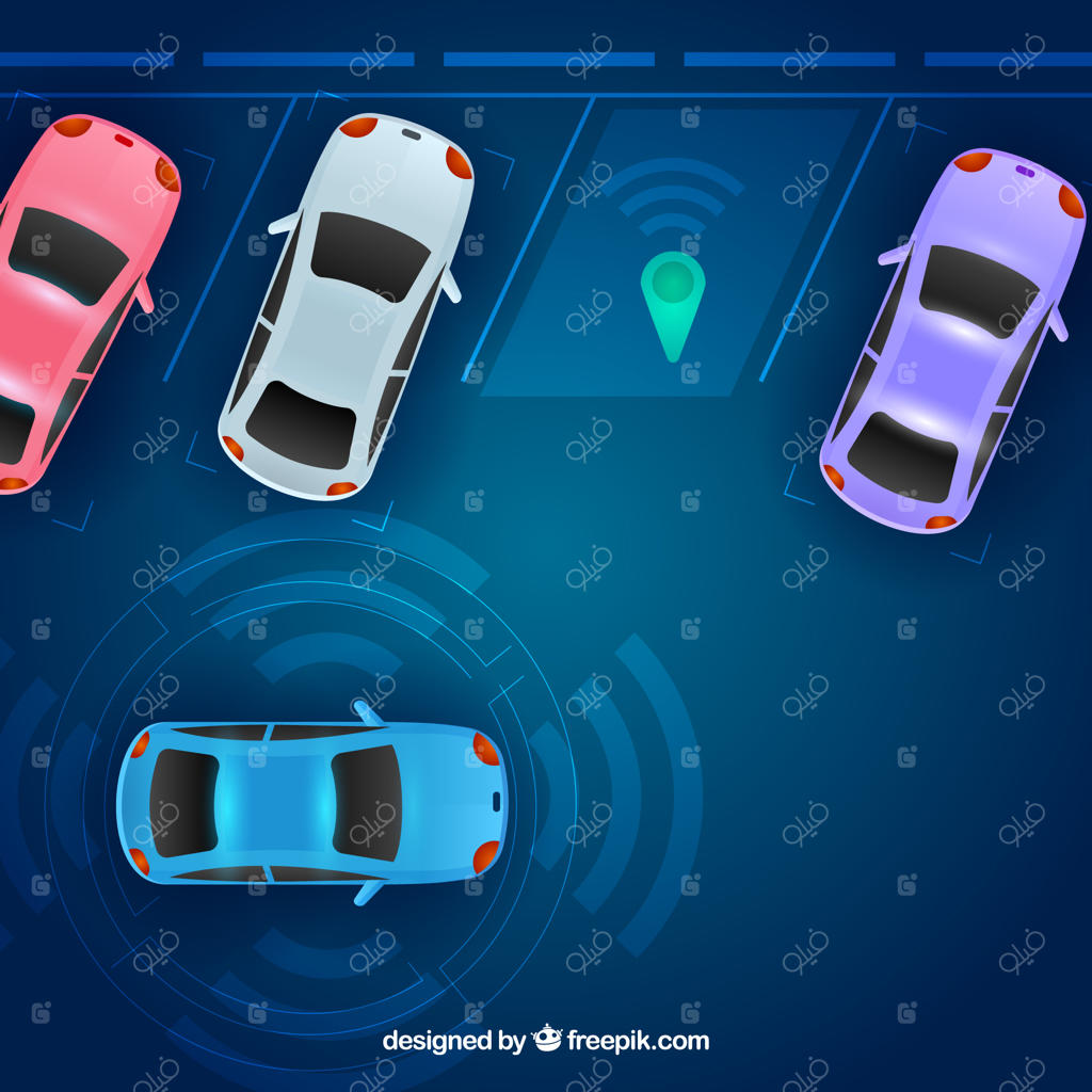 نمای بالا از خودروی خودران آینده با طراحی تخت