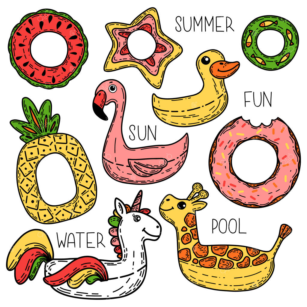 مجموعه‌ای از تیوب‌های بادی رنگارنگ و جذاب برای کودکان