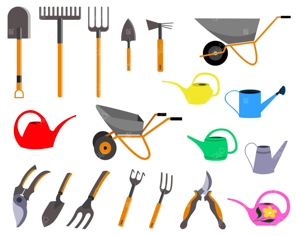 یک ست ابزار باغبانی - نسخه حرفه‌ای وکتور