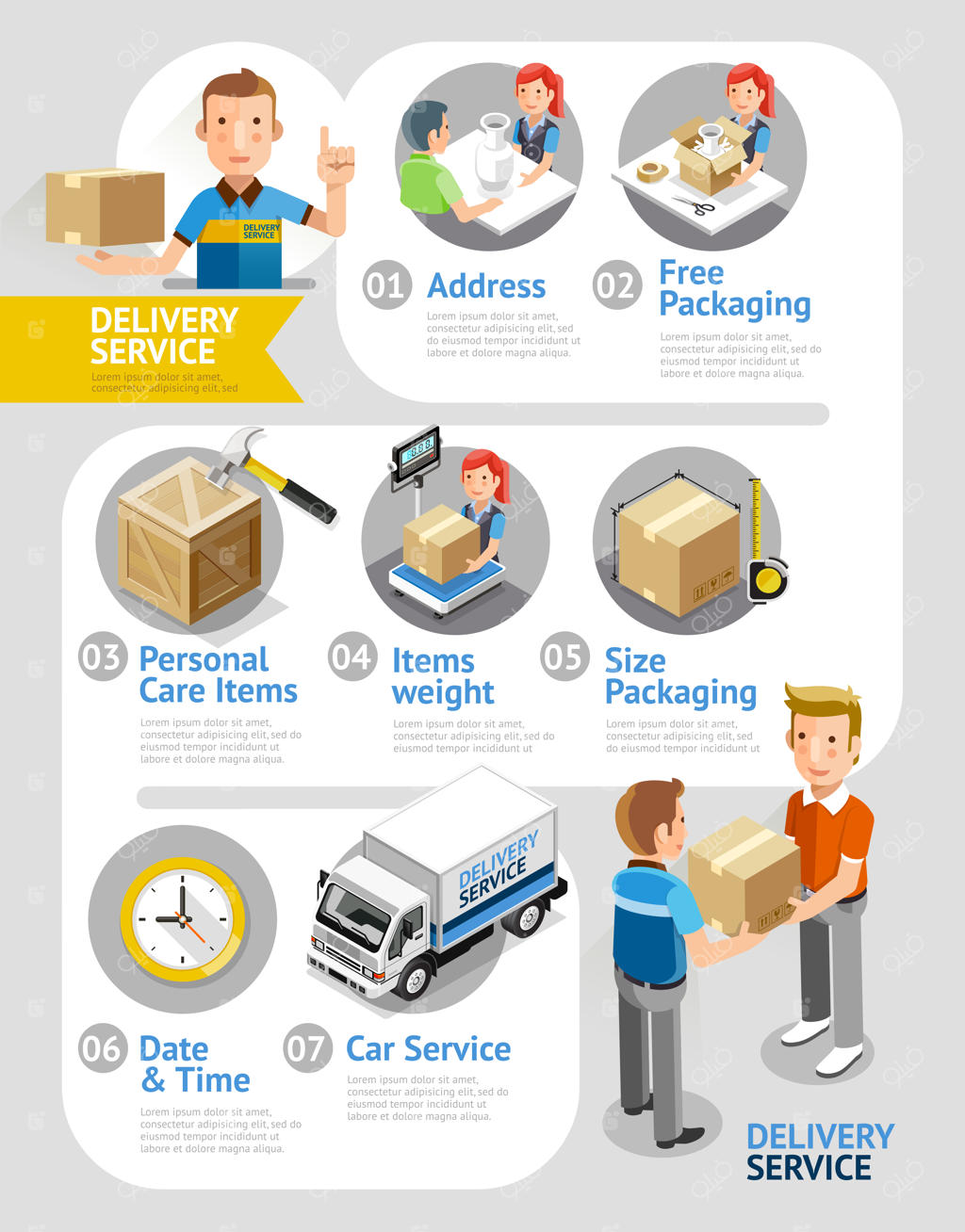 خدمات ارسال با طراحی ایزومتریک و مدرن.