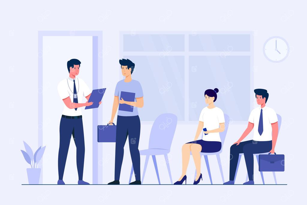 افراد مختلف در انتظار نوبت مصاحبه شغلی