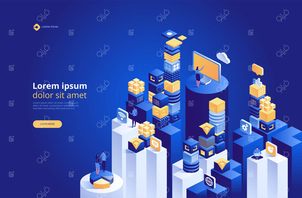 صفحه فرود تیم تحلیل سئو: تصویر ایزومتریک