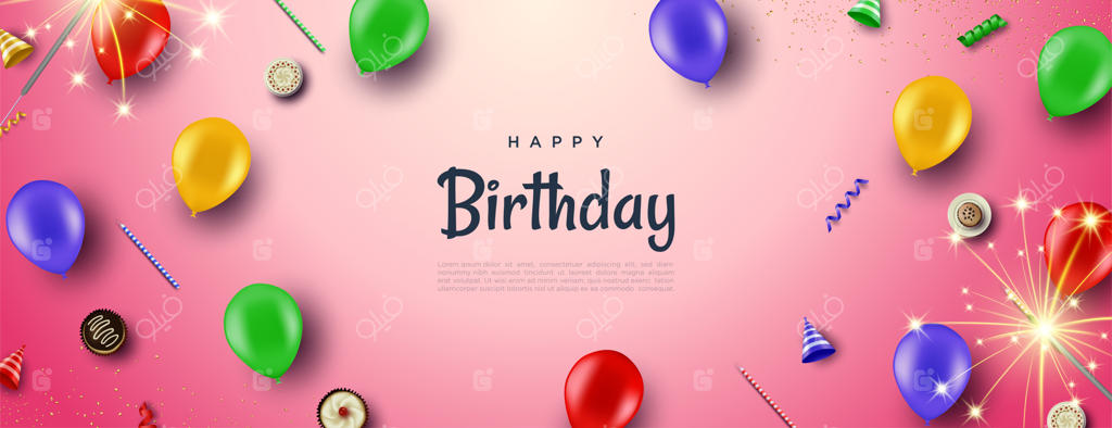 پس‌زمینه تولد مبارک با بادکنک‌های رنگارنگ