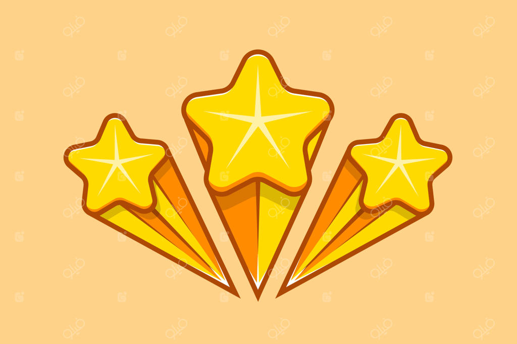 مجموعه تصویرسازی آیکون‌های تخت ستاره شناور با پس‌زمینه ایزوله