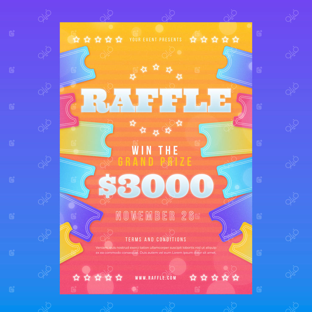 طراحی پوستر قرعه‌کشی بزرگ با گرادیانت رنگی