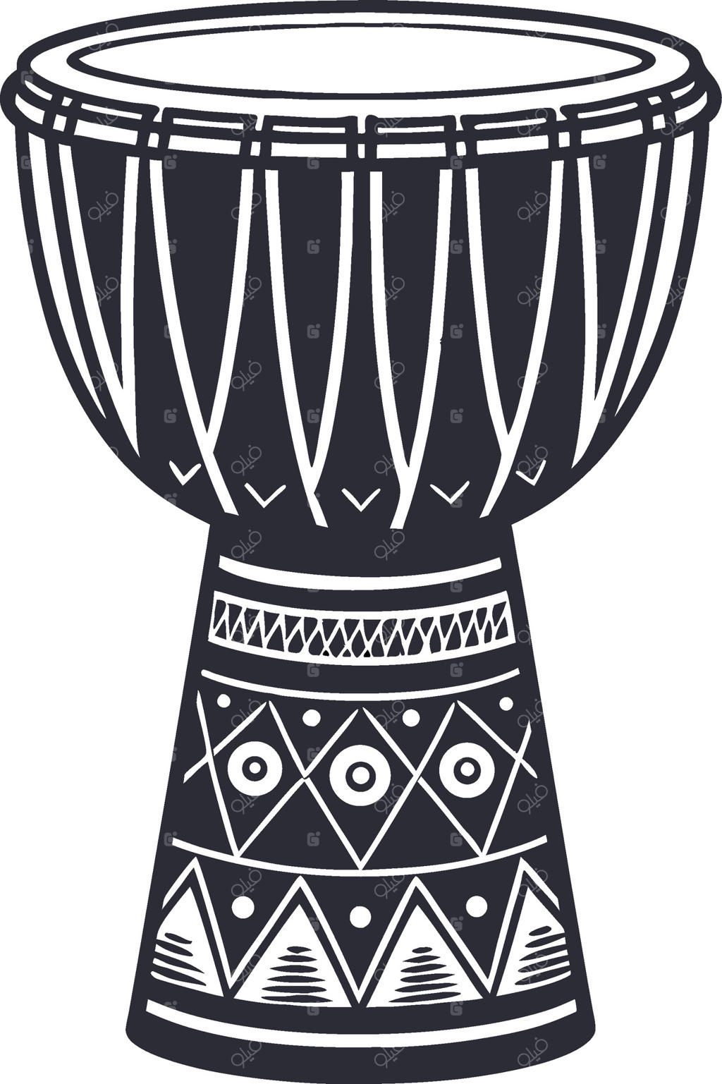 تصویرسازی طبل آفریقایی دست‌ساز برای برندینگ موسیقی و پروژه‌های هنری