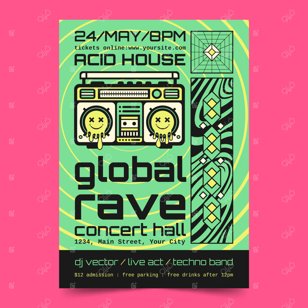 قالب پوستر عمودی برای مهمانی ریو