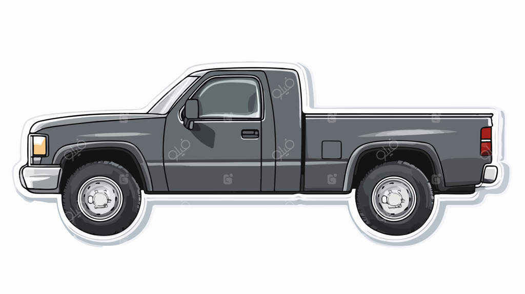 برچسب وانت خاکستری روی پس‌زمینه سفید برای حمل و نقل مسافر