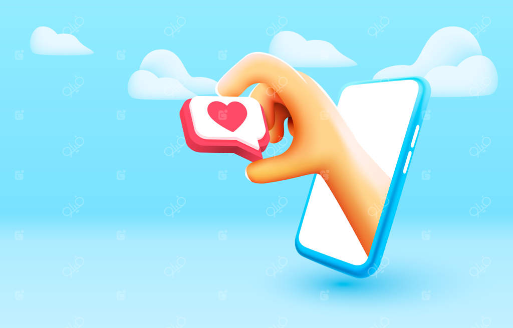 دستی که شبیه‌پسند را از صفحه موبایل نگه داشته است. تصویر وکتور