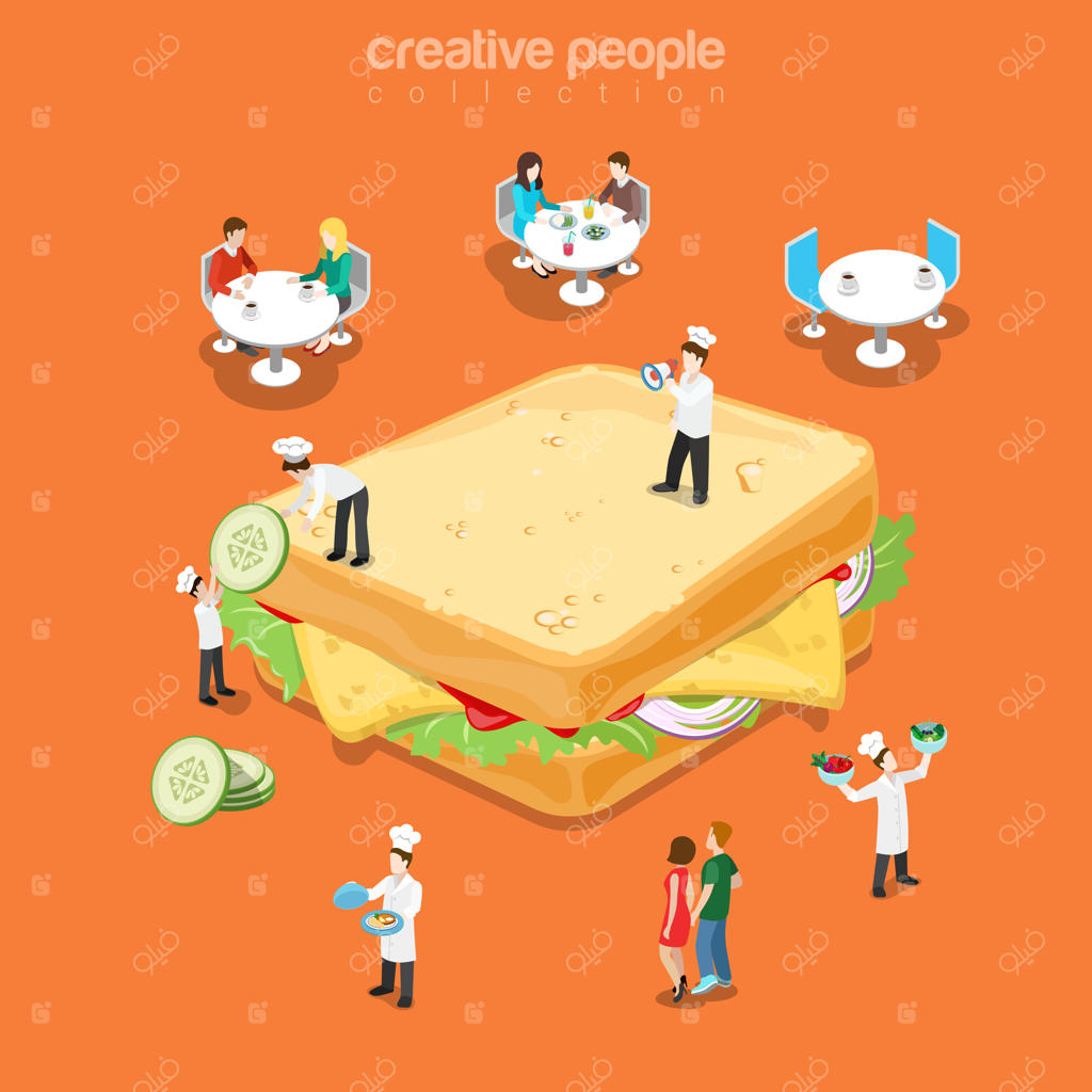 منوی غذای فست فود رستوران ساندویچ خوشمزه (مدل سه‌بعدی)