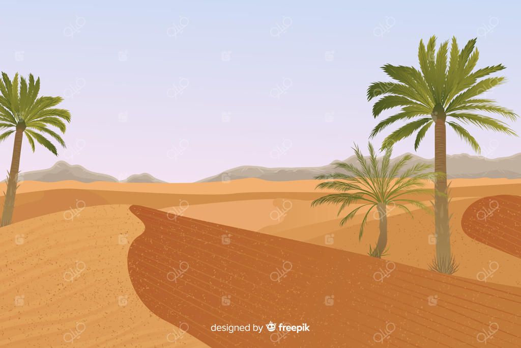 منظره صحرا با نخل