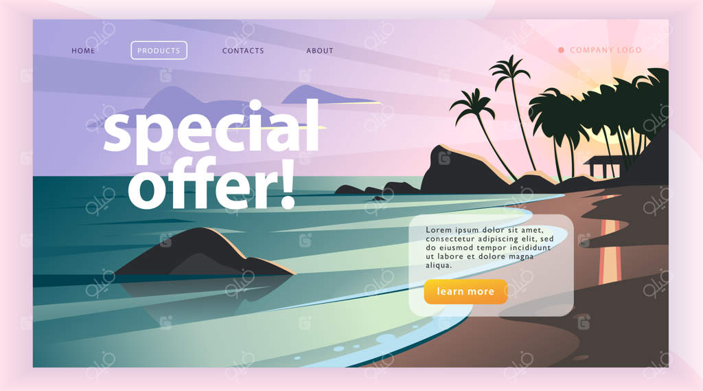 قالب طراحی صفحه وب: رابط کاربری وکتور صفحه فرود منظره