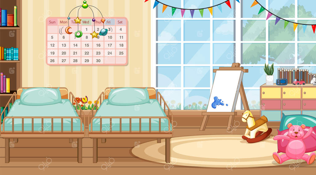 صحنه‌ای با دو تخت کودک