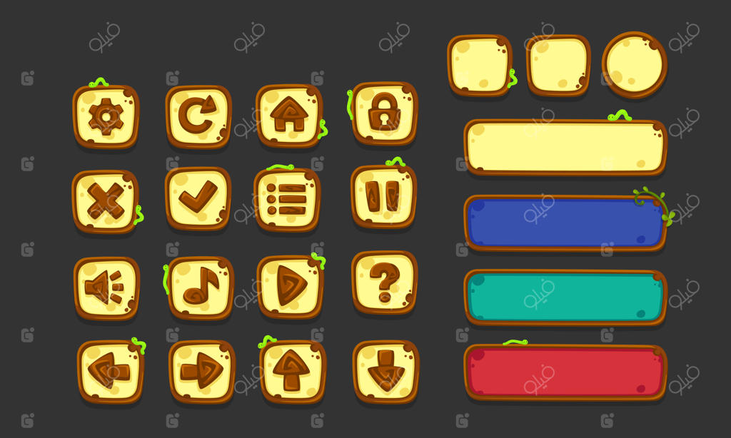 مجموعه المان‌های رابط کاربری برای بازی‌ها و اپلیکیشن‌های دوبعدی، رابط کاربری بازی جنگلی بخش ۱