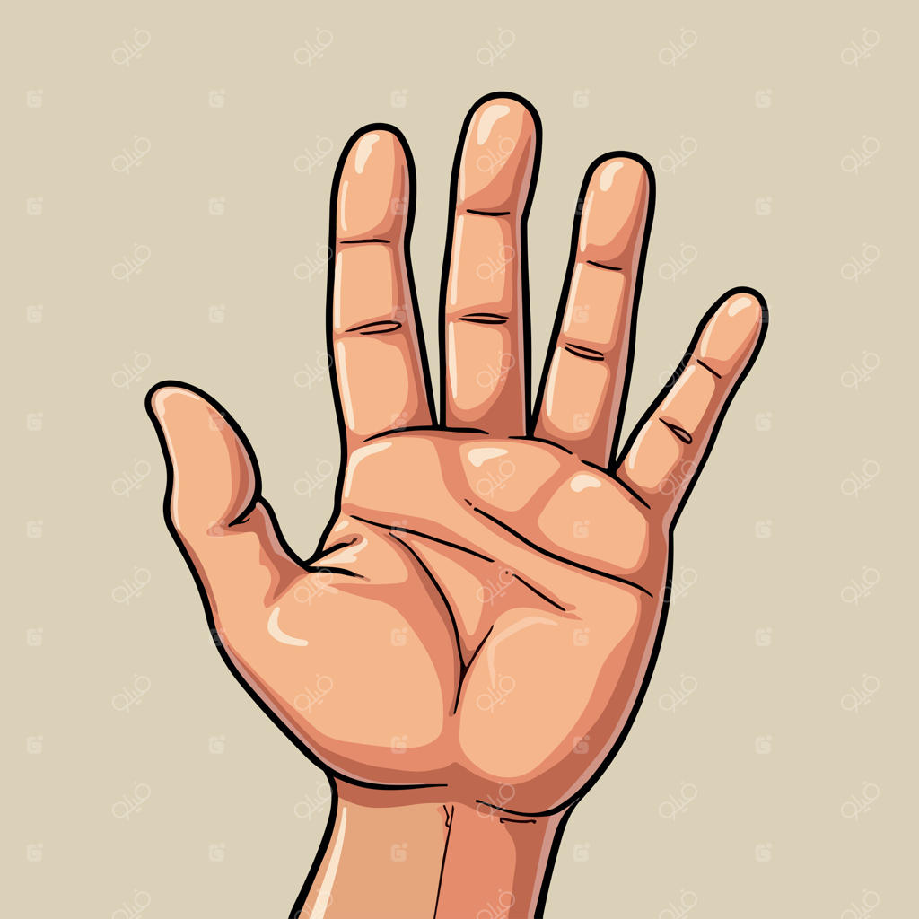 نقاشی دست انسان با کلمه Palm