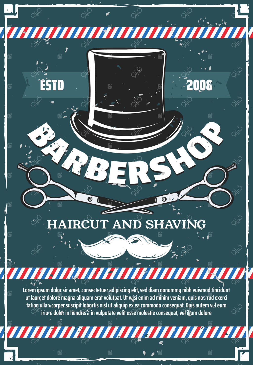 قیچی آرایشگاه و سبیل، کلاه مردانه