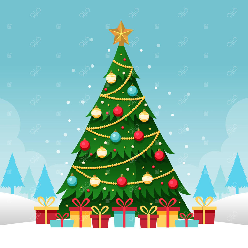 طرح درخت کریسمس دوبعدی