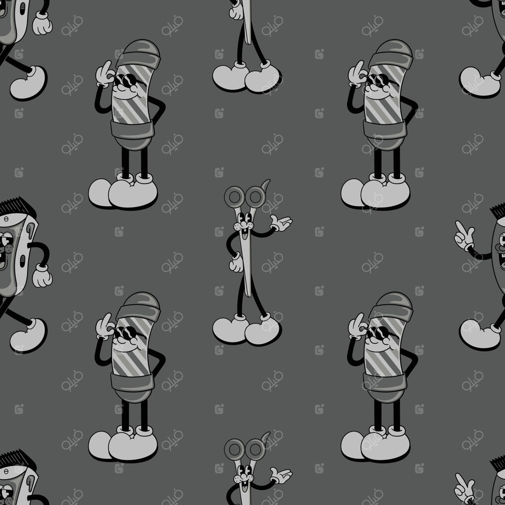 پترن یکپارچه کارتونی آرایشگری قدیمی