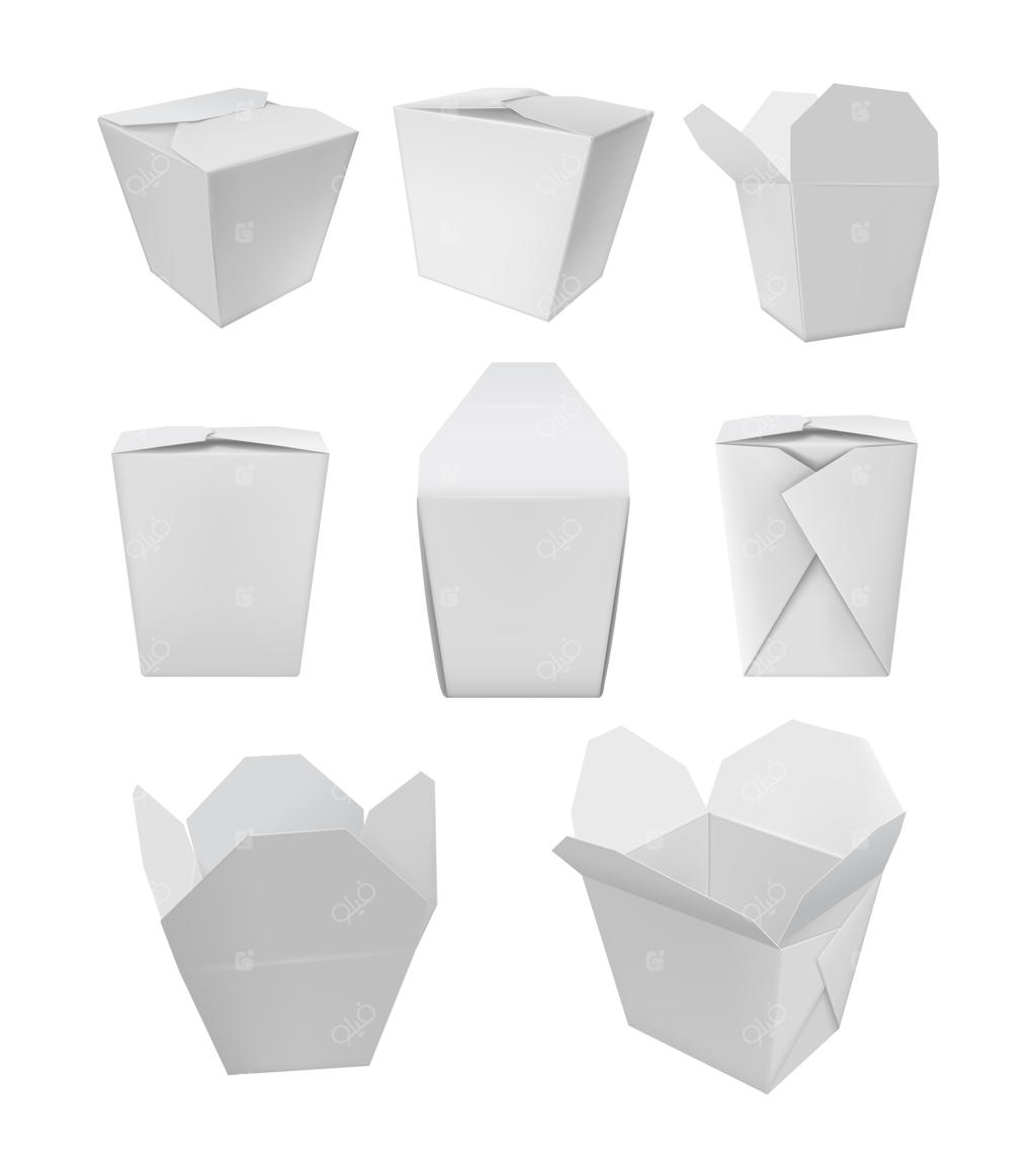 مجموعه ماکت جعبه غذای بیرون‌بر واقع‌گرایانه