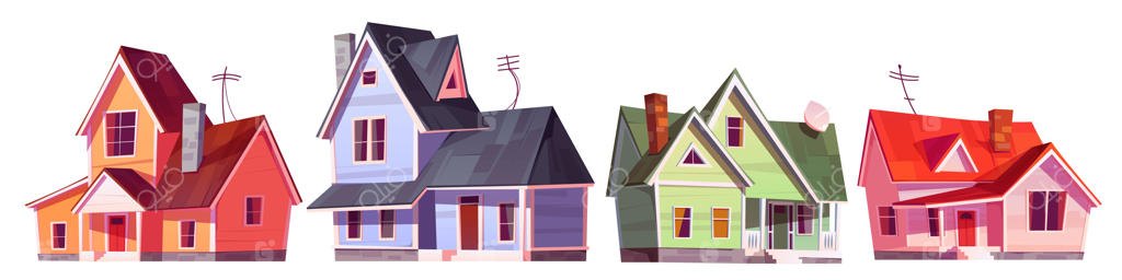 مجموعه خانه‌های محله به سبک کارتونی