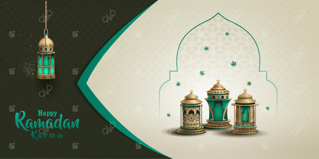 طرح کارت تبریک رمضان کریم با سه فانوس زیبا