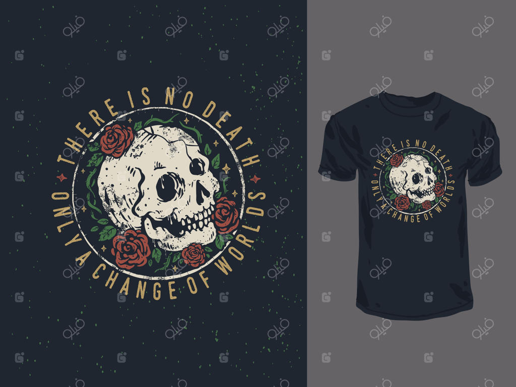 طرح دست‌کشیده جمجمه و گل، نشان قدیمی