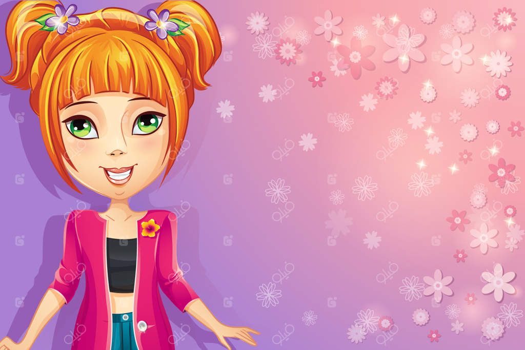 زمینه گلدار با دختر نوجوان.