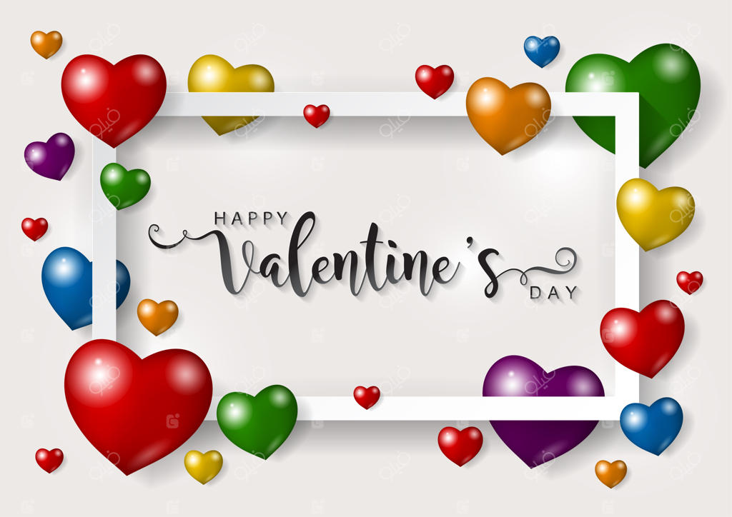 الگوهای کارت تبریک روز ولنتاین با طرح‌های واقع‌گرایانه گل رز زیبا و قلب بر پس‌زمینه رنگی.