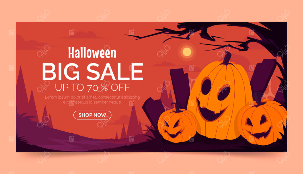 قالب بنر افقی برای فصل هالووین