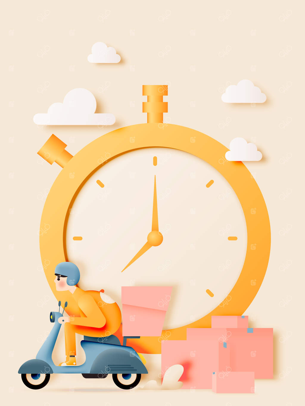 مردی با موتور اسکوتر برای کسب و کار تحویل کالا می‌راند.