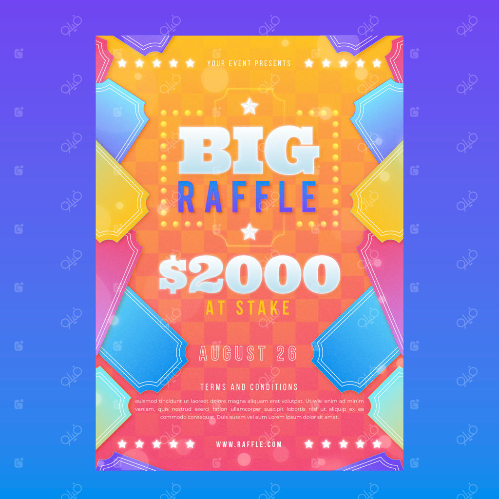 طراحی پوستر قرعه‌کشی بزرگ با گرادیانت رنگی