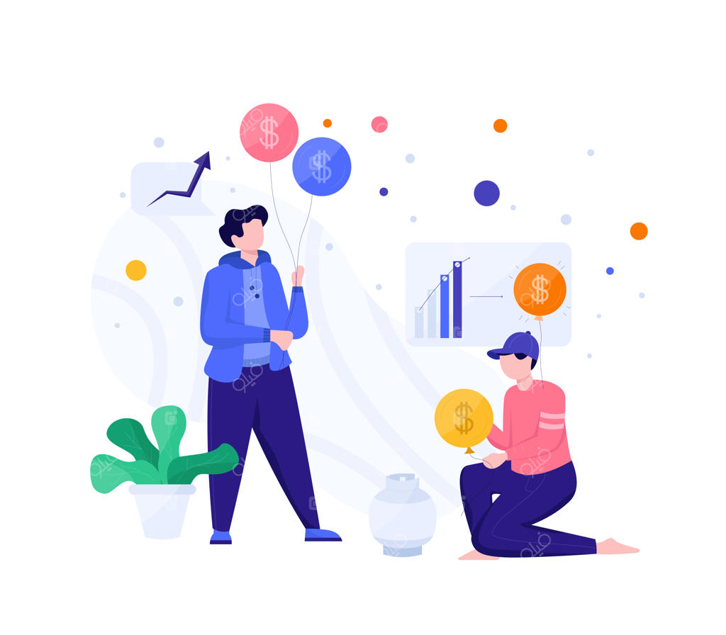 تصویرسازی کسب‌وکار: دو نفر یک کسب‌وکار راه‌اندازی می‌کنند